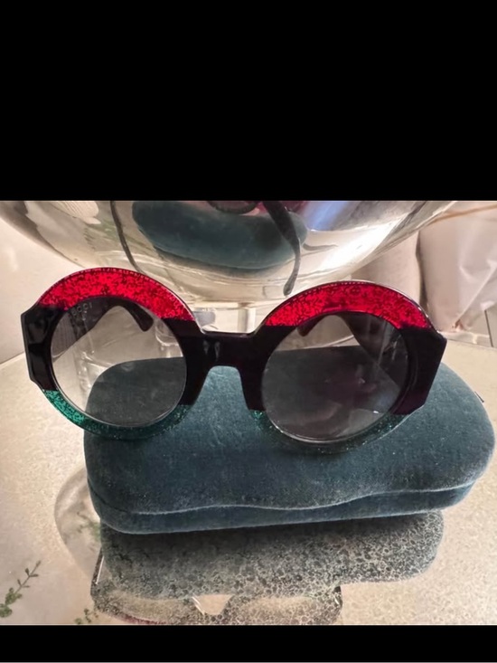 Gucci Accessories - Authentic Gucci Round Glitter Frame Sunglasses in Red and Green